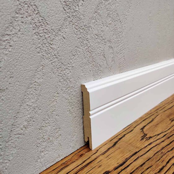 Плінтус MDF RAL 9003 Білий 80х12х2000 мм. MDF-LF01