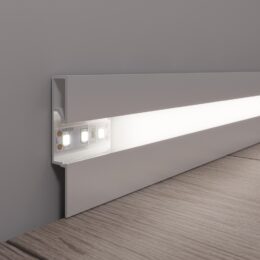 Плінтус прямокутний з led підсвіткою, алюмінієвий 60мм, білий WT-Profil 2700мм. фото