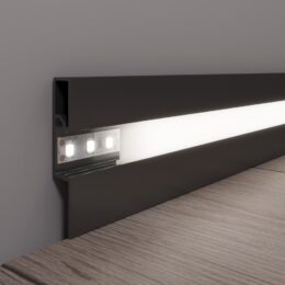 Плінтус прямокутний з led підсвіткою, алюмінієвий 60мм, чорний WT-Profil 2700мм. фото