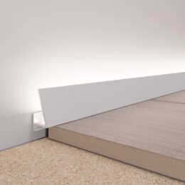 Мініплінтус з LED-підсвіткою алюмінієвий білий, WT-Profi 30*18*2800мм. фото